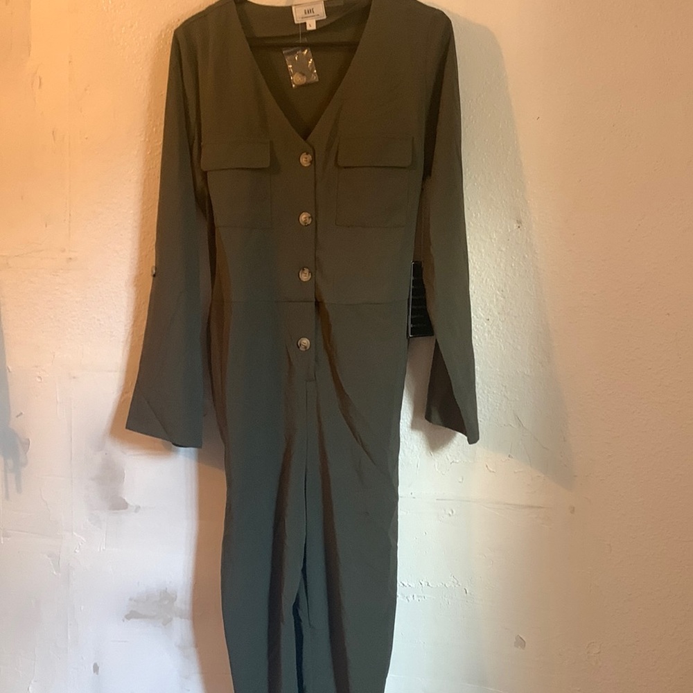 Large full length jumpsuit. Olive color. Tags attached. Never worn.